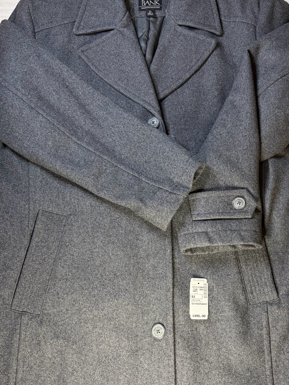 New Jos. A. Bank Charcoal Gray Wool Pea Coat